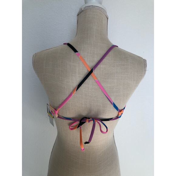 Salt & Cove Smocked geo Pattern Bikini Top- M - Picture 3 of 4